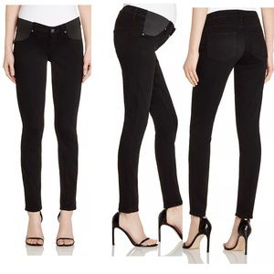 Paige Verdugo Mid Rise Maternity Skinny Jeans in Black Shadow
